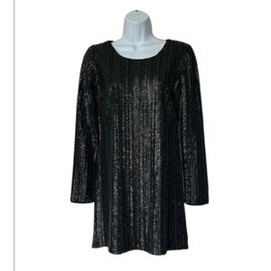 Dress The Population black sequin mini shift dress long sleeve Size S